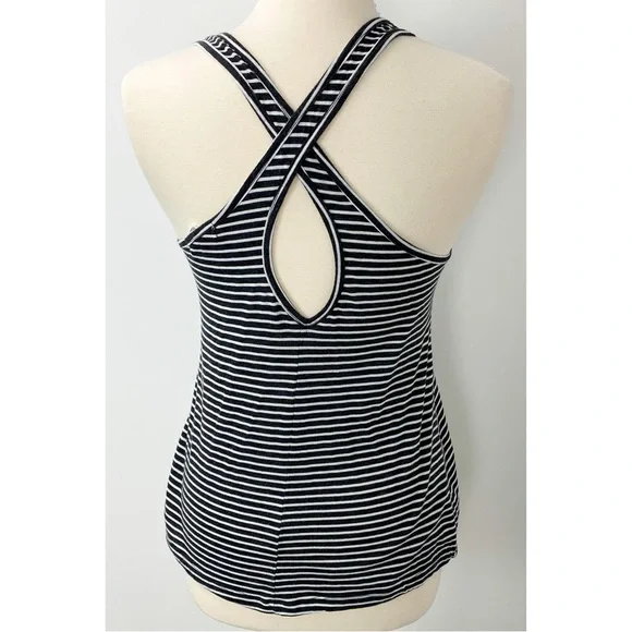 Forever 21 Crossback Striped Tank Grey White Size Medium INV174 - Picture 3 of 6